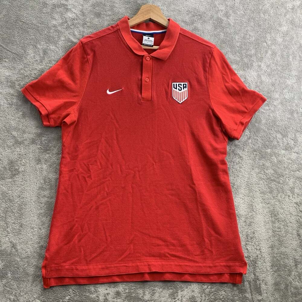 Nike Polo Shirt Womens Size Large Team USA Soccer Red Cotton Casual America